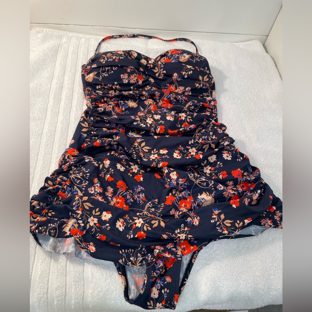 Dobreva Vintage-Style One Piece Strapless Swimdress/Swim Suit - size 8/10 - Picture 3 of 7
